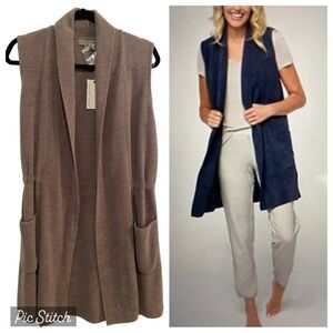 Barefoot Dreams Cozy Chic Ultra Lite Vest Shawl Collar Graphite Gray Small New